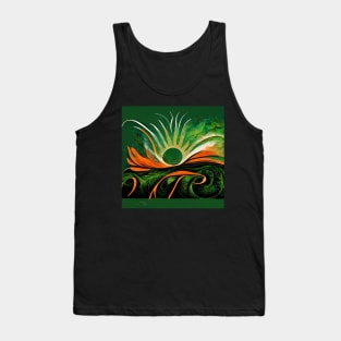 Bold, dramatic image of a green sun with rays extending out as it shines Tank Top